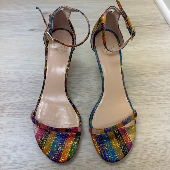 Stuart Weitzman Nunaked Metallic Multicolored Sandals - Picture 2 of 10